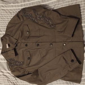 Chicos Military Embellished Jacket